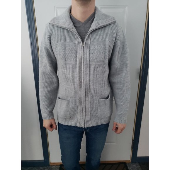70s/80s Gray Zip Up‎ Cardigan - Picture 1 of 4
